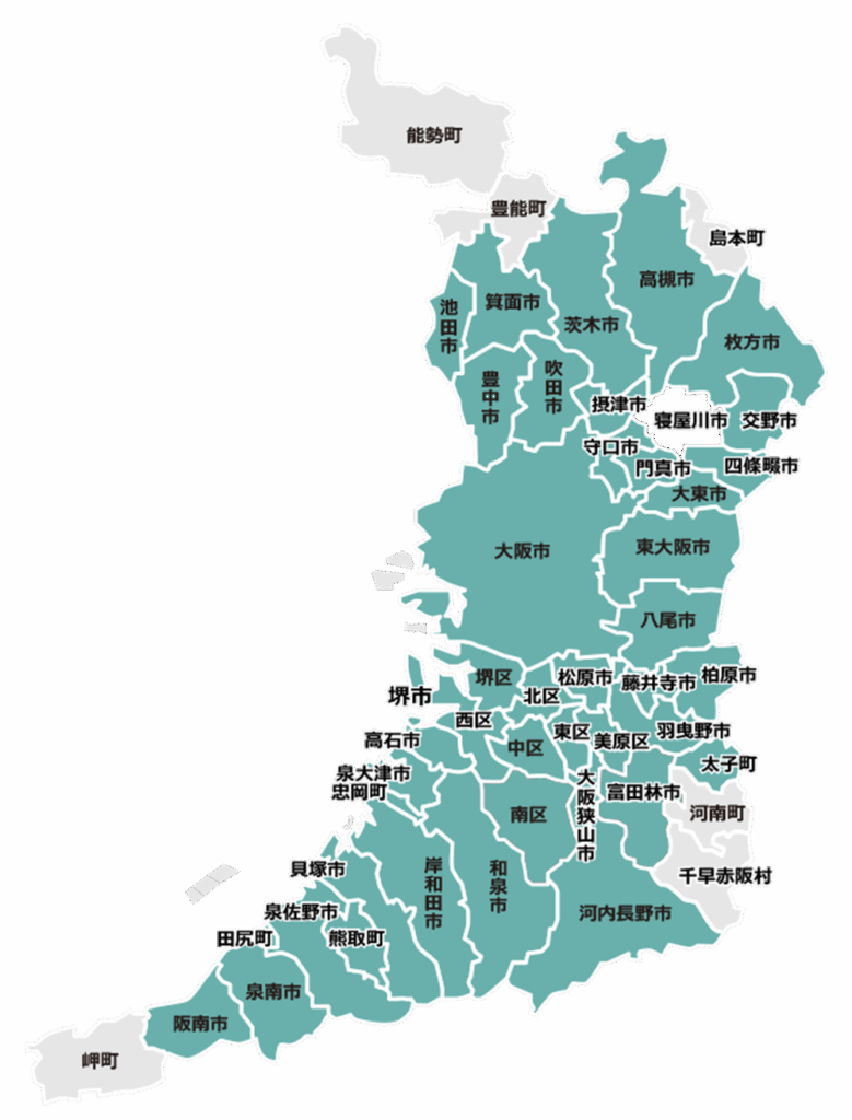 大阪府のNURO光のエリア