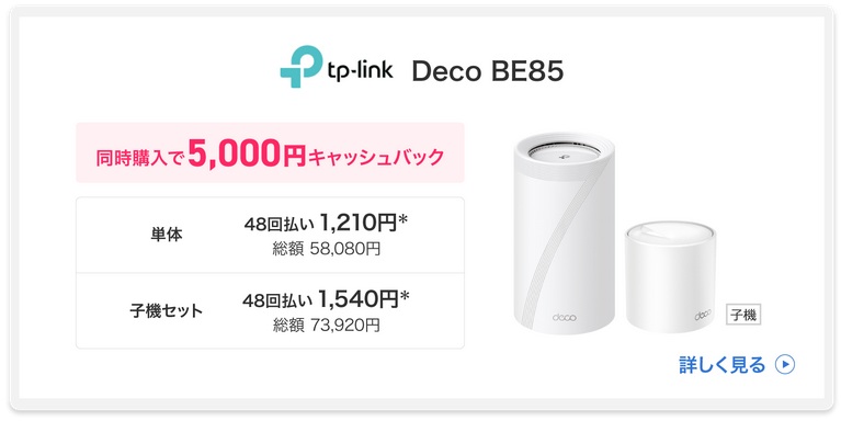 対象ルーター同時購入5,000円キャッシュバック【ビッグローブ光の引越し】